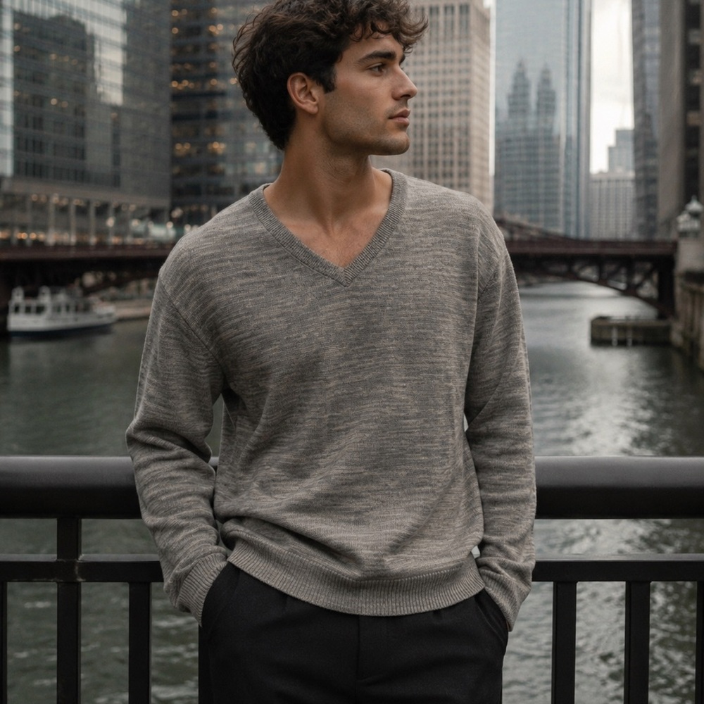 *Alfani* Men’s Gray V-Neck Sweater Sz XL EUC!